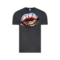 Vintage Black American lips leopard Vintage Tee - NancyCooperArtShop