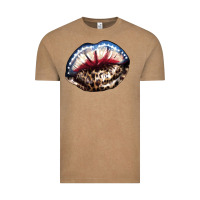 Vintage Coffee American lips leopard Vintage Tee - NancyCooperArtShop
