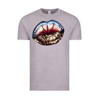 Vintage Zinc American lips leopard Vintage Tee - NancyCooperArtShop