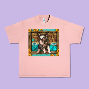 Western Cute Pig Urban Heavy Tee Designed By Lillyallendesigns