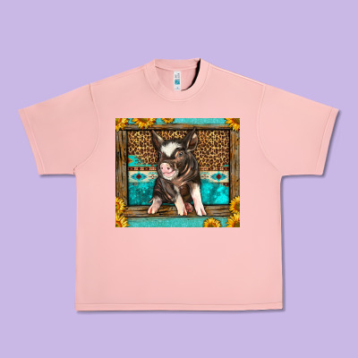 Western Cute Pig Urban Heavy Tee Designed By Lillyallendesigns