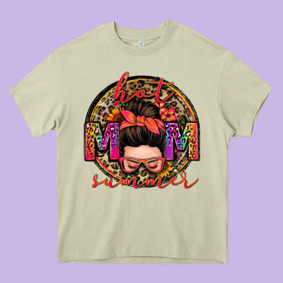 Hot Mom Summer Messy Bun Heavy Core Tee Designed By Zillion Design Studio