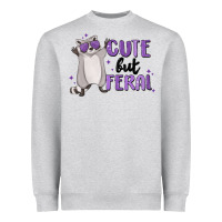 Heather Grey cute but feral Heavyweight Sweatshirt - MaliasSmallBusiness