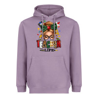 Lavender teacher life blonde caucassian messy bun Heavyweight Hoodie - texasbilliewilder