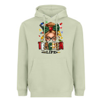 Matcha teacher life blonde caucassian messy bun Heavyweight Hoodie - texasbilliewilder