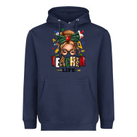 Navy teacher life blonde caucassian messy bun Heavyweight Hoodie - texasbilliewilder