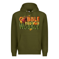 Army Green Gobble till you wobble turkey thanksgiving Premium Hoodie - NancyCooperArtShop