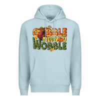 Blue Mist Gobble till you wobble turkey thanksgiving Premium Hoodie - NancyCooperArtShop
