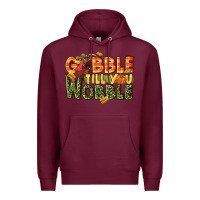 Burgundy Gobble till you wobble turkey thanksgiving Premium Hoodie - NancyCooperArtShop