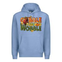 Colony Blue Gobble till you wobble turkey thanksgiving Premium Hoodie - NancyCooperArtShop