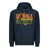 Navy Gobble till you wobble turkey thanksgiving Premium Hoodie - NancyCooperArtShop