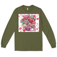 Army Green valentine's day cassette tapes Long Sleeve Tee - MaliasSmallBusiness