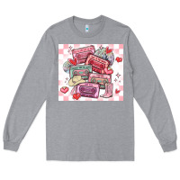 Heather Grey valentine's day cassette tapes Long Sleeve Tee - MaliasSmallBusiness