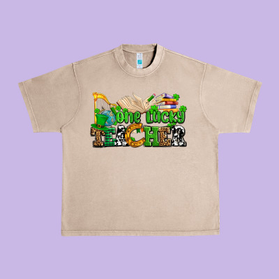 One Lucky Teacher Urban Heavy Tee Designed By Adodesignshop