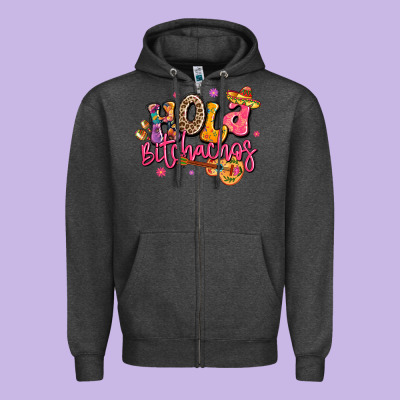 Hola Bitchachos Mexico Cinco De Mayo Zipper Hoodie Designed By Lillyallendesigns