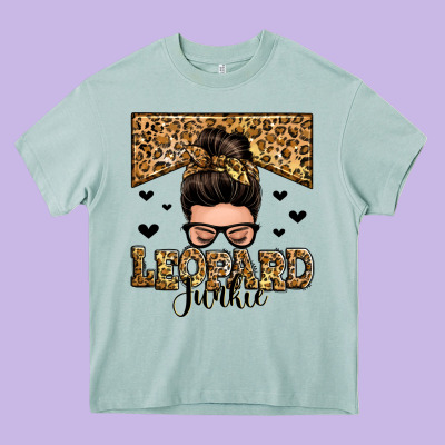Leopard Junkie Messy Bun Heavy Core Tee Designed By Zillion Design Studio