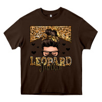 Chocolate Brown leopard junkie messy bun Heavy Core Tee - Zillion Design Studio