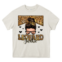 Cream leopard junkie messy bun Heavy Core Tee - Zillion Design Studio