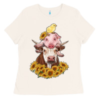 Bone cow with pig and chick Ladies Tee - RanaPortraitStore