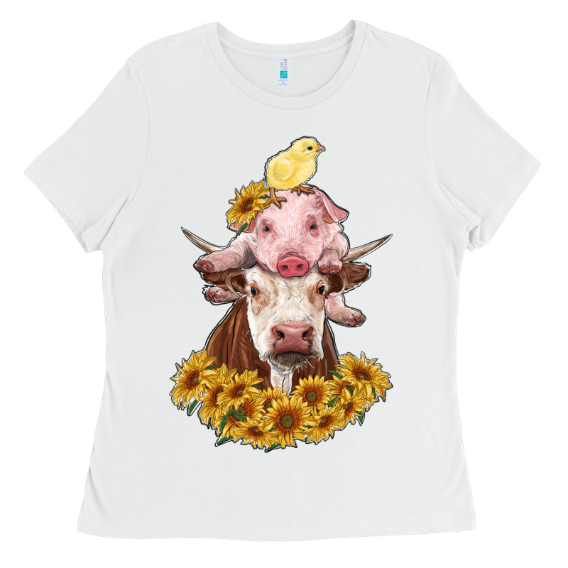 Cow With Pig And Chick Ladies Tee by RanaPortraitStore | Teevron