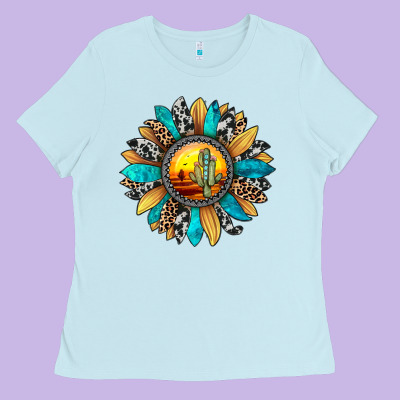 Sunset Sunflower Ladies Tee Designed By Jahusdesignshop