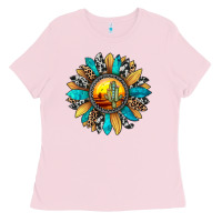 Bubblegum Pink sunset sunflower Ladies Tee - JahusDesignShop