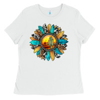 White sunset sunflower Ladies Tee - JahusDesignShop