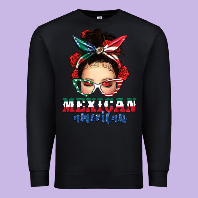 Mexican American Messy Bun Premium Sweatshirt Designed By Texasbilliewilder