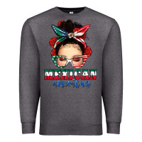 Charcoal Heather Mexican American Messy Bun Premium Sweatshirt - texasbilliewilder