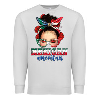 Dove Grey Mexican American Messy Bun Premium Sweatshirt - texasbilliewilder