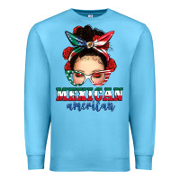 Ocean Blue Mexican American Messy Bun Premium Sweatshirt - texasbilliewilder