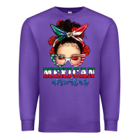 Purple Mexican American Messy Bun Premium Sweatshirt - texasbilliewilder