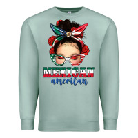 Seafoam Mexican American Messy Bun Premium Sweatshirt - texasbilliewilder