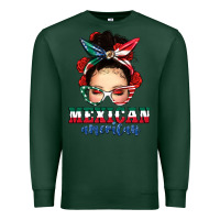 Sports Green Mexican American Messy Bun Premium Sweatshirt - texasbilliewilder