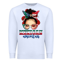 White Mexican American Messy Bun Premium Sweatshirt - texasbilliewilder