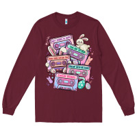 Burgundy easter cassette tapes Long Sleeve Tee - MaliasSmallBusiness