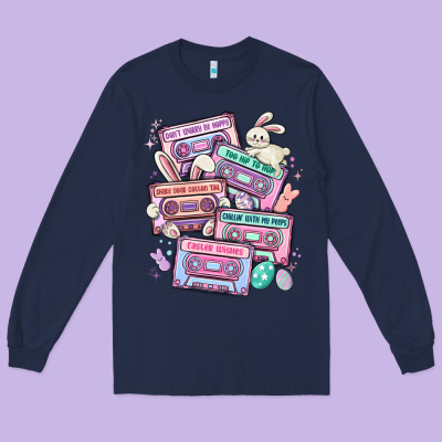 Easter Cassette Tapes Long Sleeve Tee Designed By Maliassmallbusiness