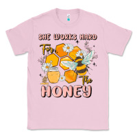 Bubblegum Pink she works hard for the honey Classic Tee - MaliasSmallBusiness