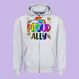 Proud Ally Zipper Hoodie Designed By Lillyallendesigns