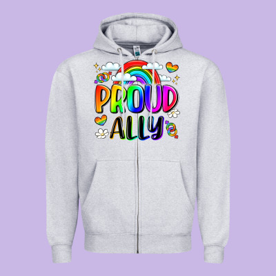 Proud Ally Zipper Hoodie Designed By Lillyallendesigns