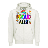 Oatmeal Heather proud ally Zipper Hoodie - LillyAllenDesigns