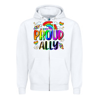 White proud ally Zipper Hoodie - LillyAllenDesigns