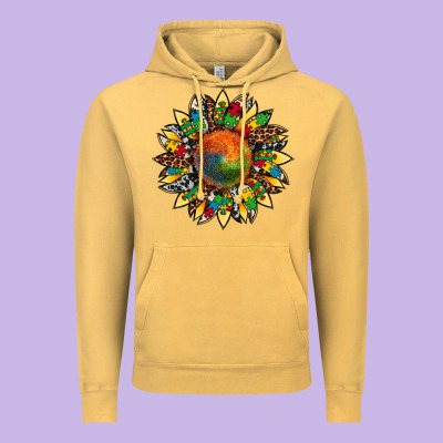 Autism Awareness Cowhide Leopard Sunflower Vintage Hoodie Designed By Artiststas
