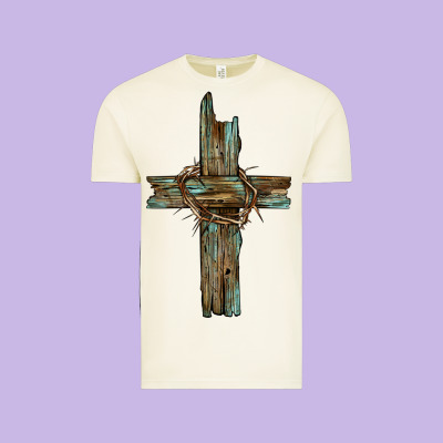 Cross With Thorn Vintage Tee Designed By Barkaloodesign