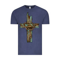 Vintage Denim cross with thorn Vintage Tee - BarkalooDesign