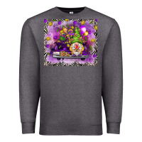 Charcoal Heather Mardi Gras gnome on the truck Premium Sweatshirt - NancyCooperArtShop