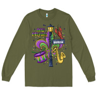 Army Green new orleans mardi gras streets Long Sleeve Tee - MaliasSmallBusiness