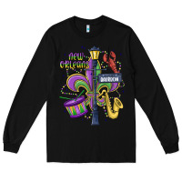 Black new orleans mardi gras streets Long Sleeve Tee - MaliasSmallBusiness