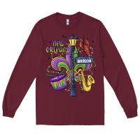 Burgundy new orleans mardi gras streets Long Sleeve Tee - MaliasSmallBusiness