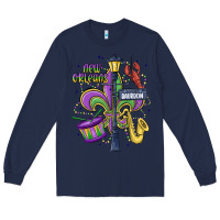 Navy new orleans mardi gras streets Long Sleeve Tee - MaliasSmallBusiness